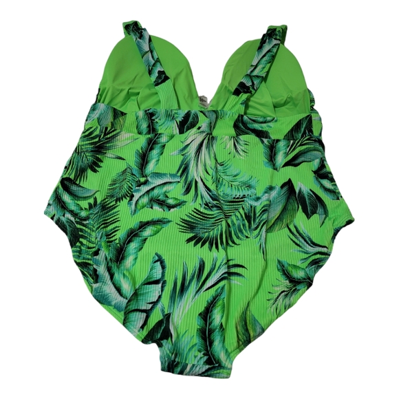 Costal Waves Swimwear Green Floral Size 3X - Picture 5 of 7